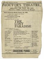 Proctor"s Theatre Program, New York, "The Lost Paradise"